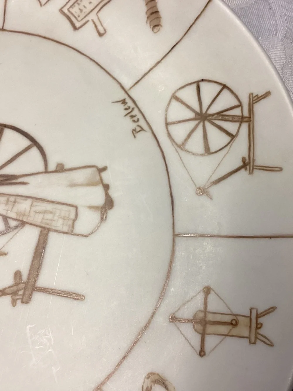 SPINNING WHEEL DECORATIVE PLATE. UNIQUE. MUST SEE !!! SIGNED
